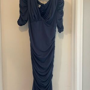 London Times Navy Long Sleeve Dress